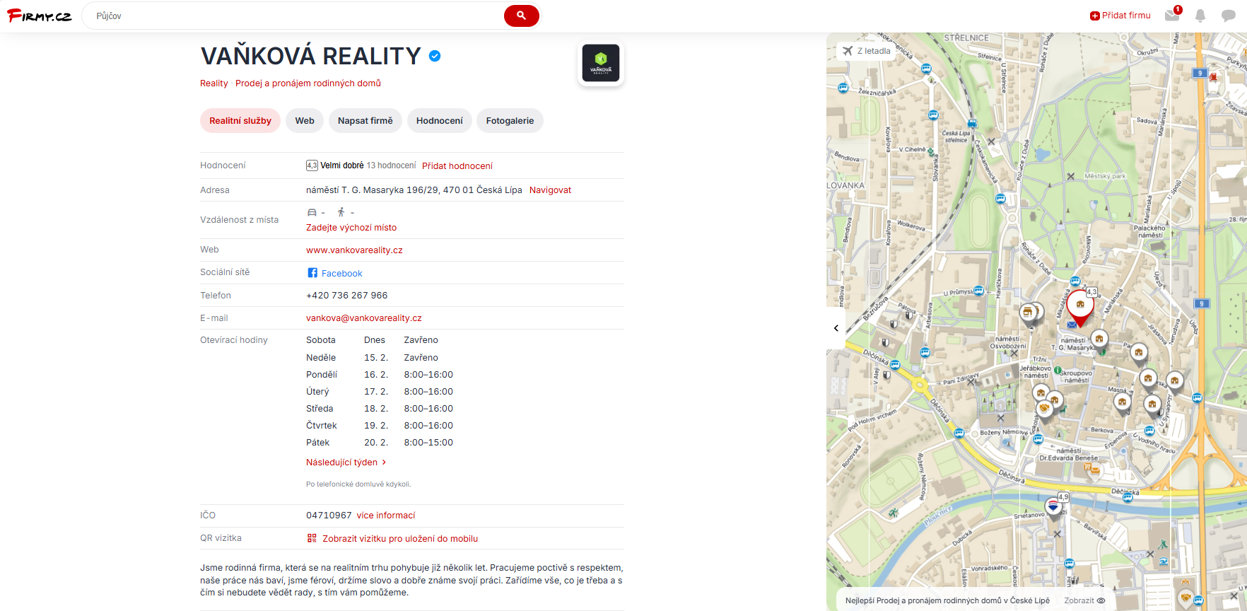 Realitni kancelar Ceska Lipa Firmy detail